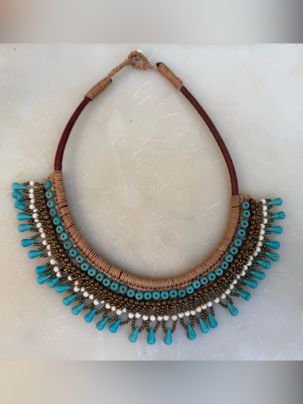 Turquoise Beaded Statement Necklace - Women Jewelry